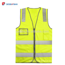 Hi Vis Vest Zip Up Safety Vests Reflective Tape Workwear Day&night Pocket